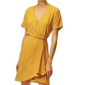 Aritzia Babaton Wallace Wrap Dress in Cairo Gold Size S